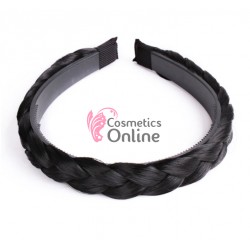 Bentita pentru par impletita spic din fibra sintetica lata BST001 Brunet